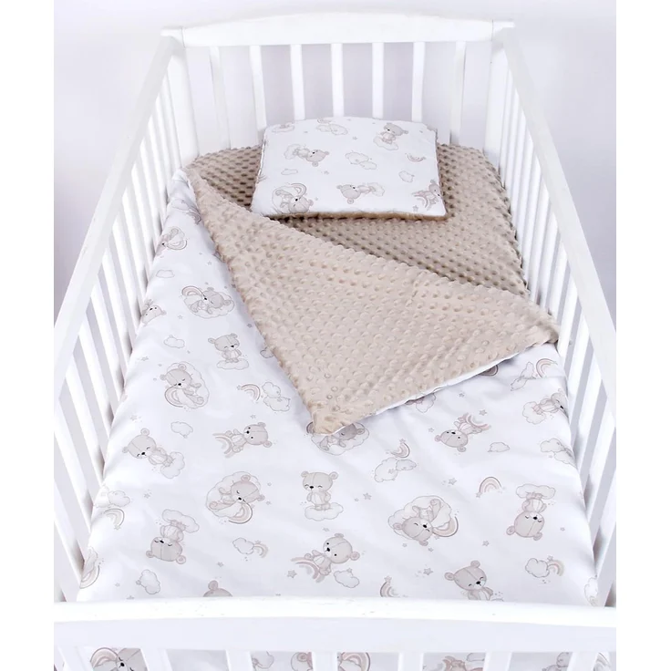 Babydecke BABYLUX Babydecke Krabbeldecke MINKY Kuscheldecke 75x100 cm+KISSEN, BabyLux, K138 - Bären – Bild 1
