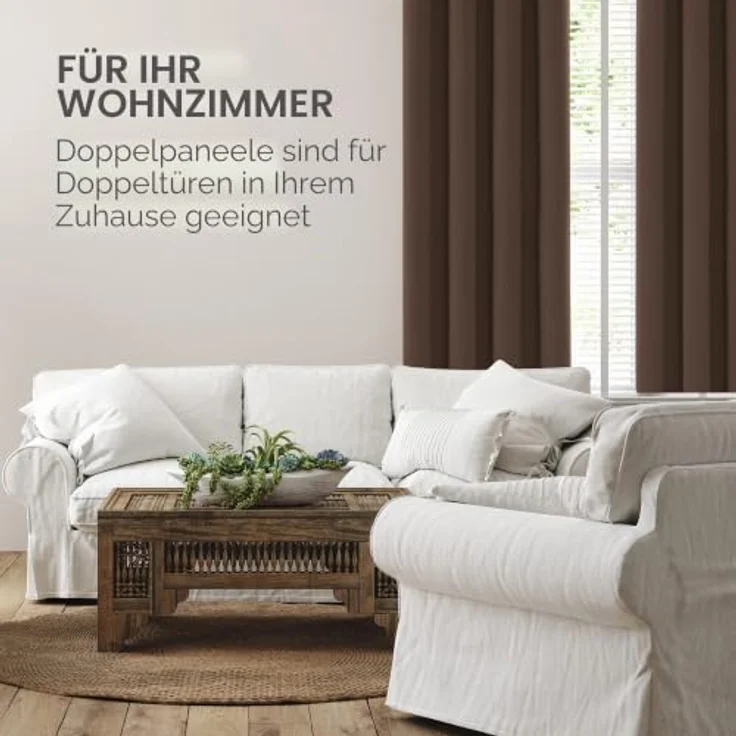 Deconovo Gardinen Schlafzimmer Blickdicht Thermovorhang mit Ösen Braun | 1 Stück, H260 x B140 cm, Verdunkelungsvorhang Hitzeschutz, Sichtschutz für Wohnzimmer, Blackout Curtain, UV-Schutz, Vorhänge – Bild 4