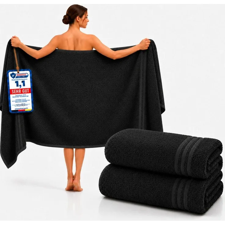 Komfortec Saunatuch 2er Set extra Große - Premium Badetuch - 80x200 XXL, Frottee (2-St), extra Große, 100% Baumwolle, Weich, Schnelltrocknend