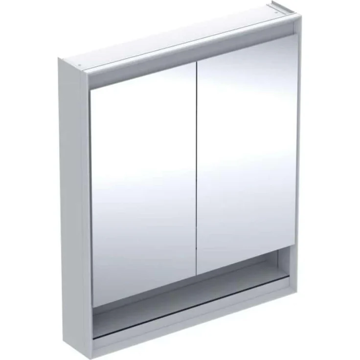 Geberit ONE Spiegelschrank mit ComfortLight, 2 Türen, Aufputzmontage, mit Nische, 75 x 90 x 15 cm, 505.832.00, Farbe: Aluminium eloxiert - 505.832.00.1 – Bild 1