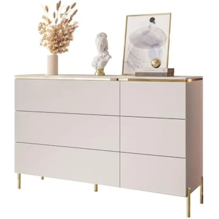 Lookway Kommode AURORA 6S in Kaschmir mit goldener Leiste, Breite: 138 cm