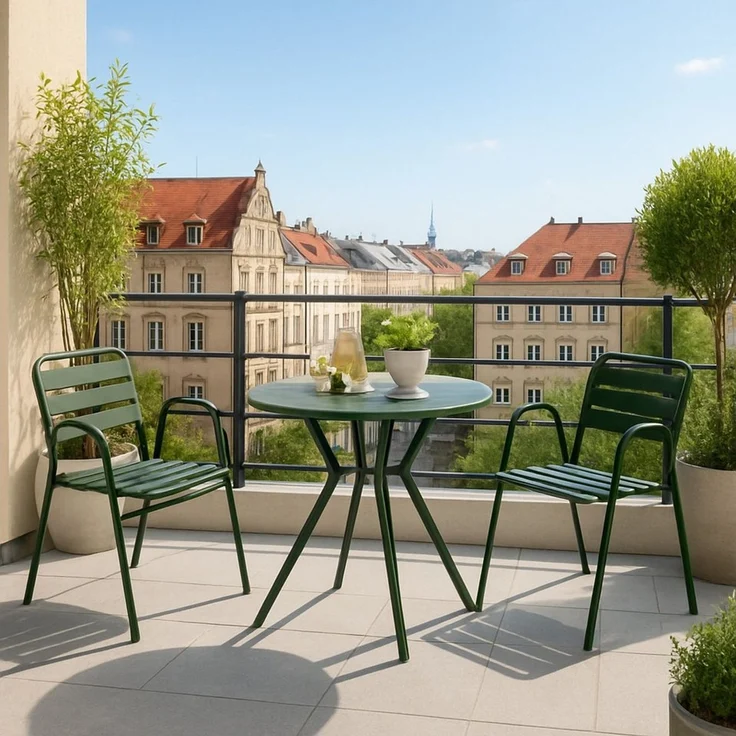 Liadomo Gartentisch Lesina, runder Bistrotisch, Balkontisch, Outdoor-Esstisch Ø 80 cm (ideal für Garten & Balkon, 1 Tisch), Aluminiumtisch in Dunkelgrün, rund – Bild 3