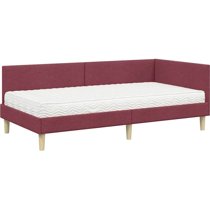 vidaXL Eckbettgestell mit Matratze 2 stk. Weinrot 90 x 200 cm Stoff 3393744 – Bild 4