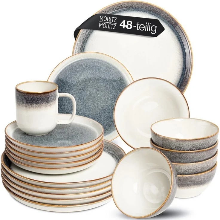Moritz & Moritz Kombiservice TARENTO 48tlg Geschirr Set (48-tlg), 12 Personen, Steinzeug, Steinzeug Tafelservice – Bild 5