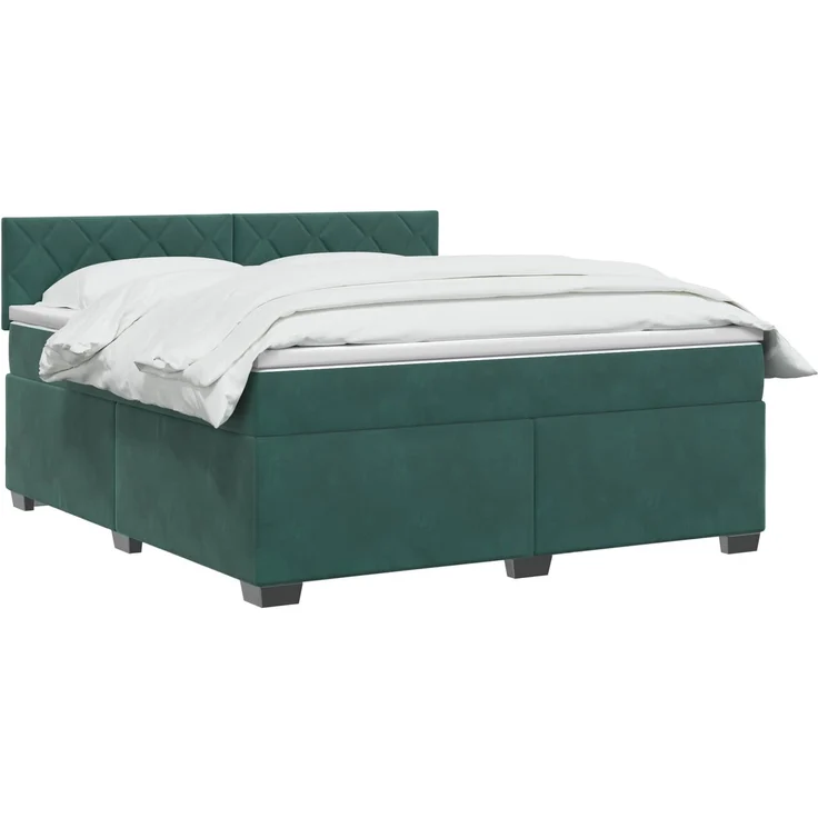 vidaXL Boxspringbett mit Matratze Dunkelgrün 140 x 190 cm Samt 3450719 – Bild 3