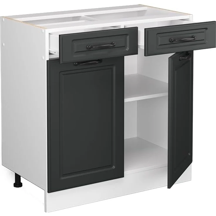 Vicco Küchenunterschrank R-Line, Anthrazit Landhaus/Weiß, 80 cm, AP Eiche