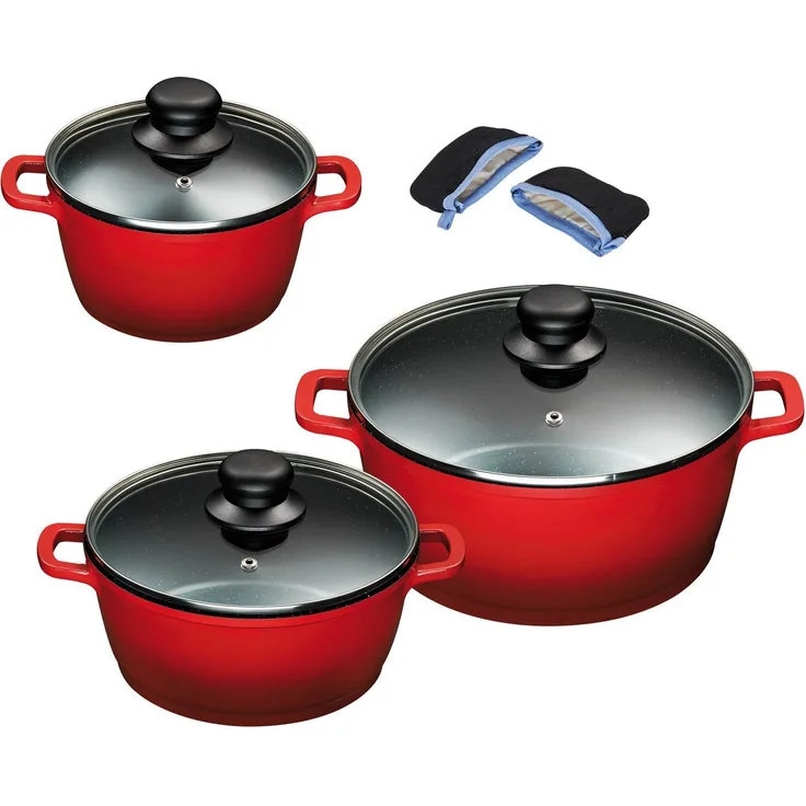 KING Topf-Set, Aluminiumguss (Set, 6-tlg, je 1x Kochtopf mit Deckel Ø 16/20/24 cm), Induktion