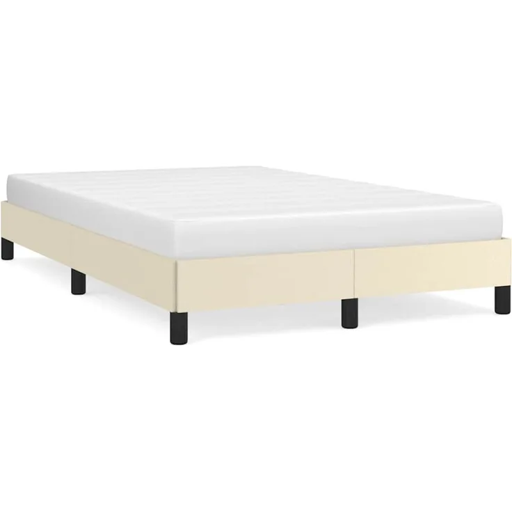 Einzelbettgestell Design für Erwachsene ohne Matratze Creme 120x190 cm Kunstleder d4260e