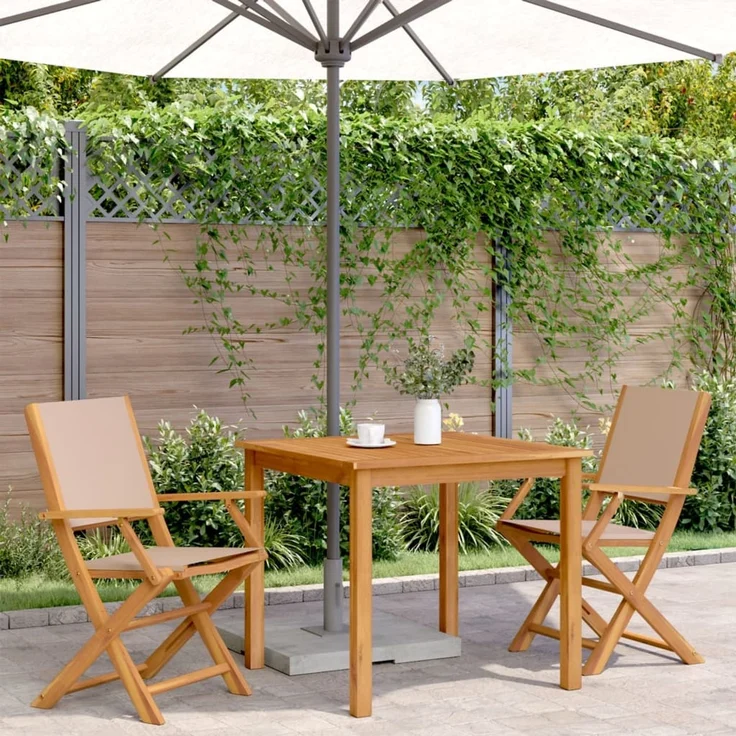 vidaXL Gartenstühle 2 Stk. Taupe Massivholz Akazie & Stoff 367671 – Bild 3