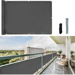 CCLIFE Balkon Sichtschutz Wind- und UV-Schutz Wetterfest 160 g/m2 mit Ösen Balkon sichtschutz Blickdicht 75x300 cm (3 Größen & 2 Farben) für Balkongeländer Terrasse Garten