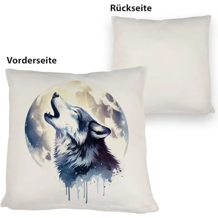 speecheese Dekokissen Wolf im Mondschein Kissen – Bild 3