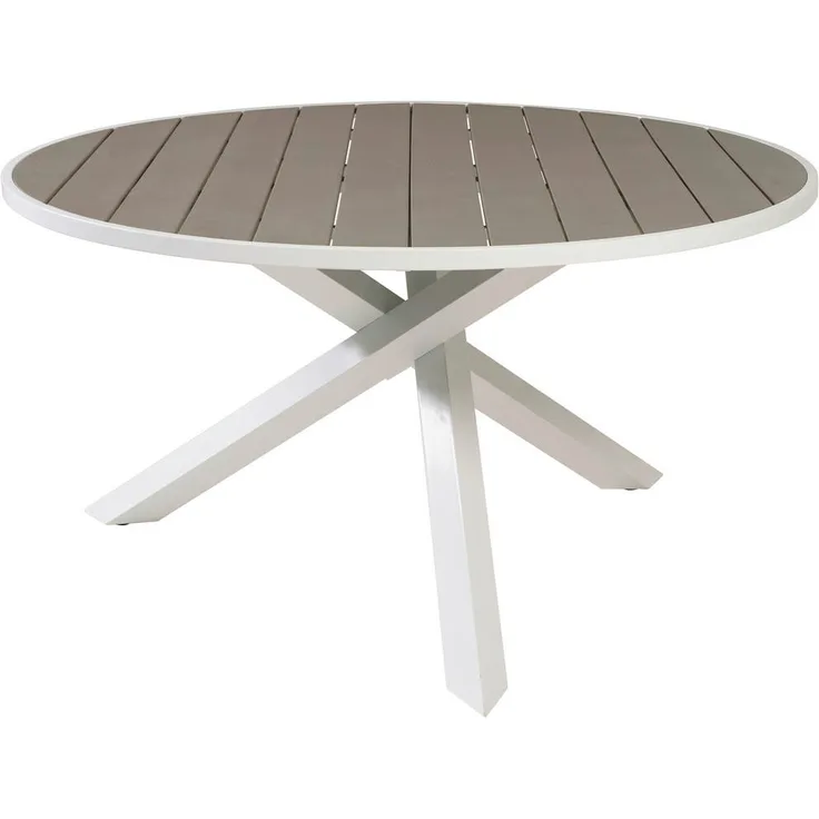 Gardenson Gartentisch, Grau-Weiß, Metall, 140x73x140 cm, Gartenmöbel