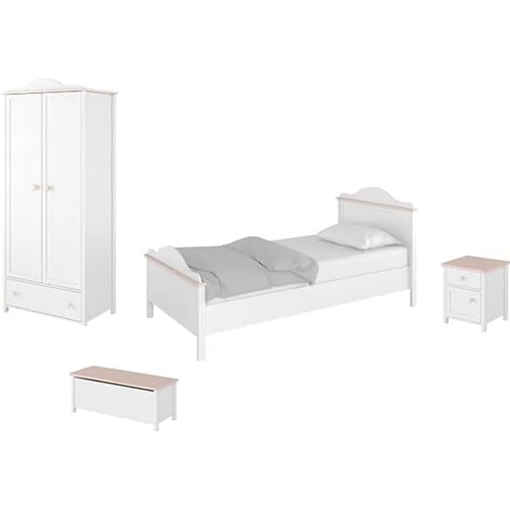 Kinderzimmer-Set Luna 4-teilig weiß rosa inkl. Matratze – Bild 1