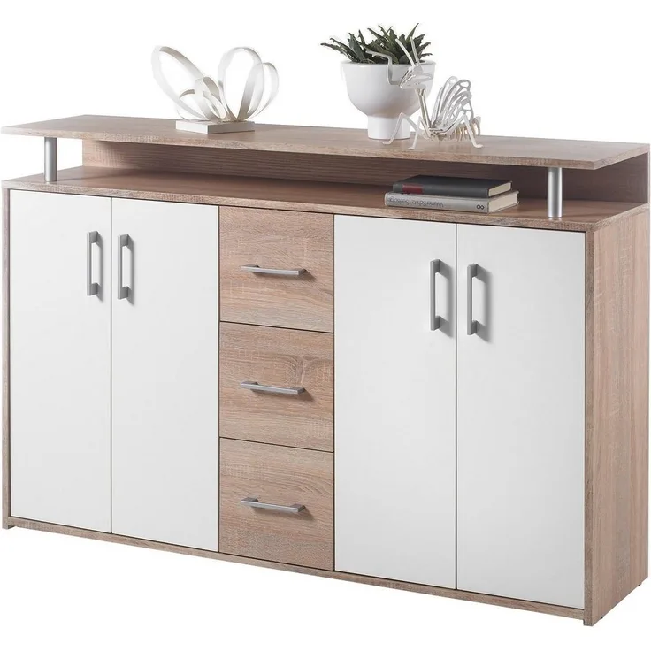 Highboard >Delia< in Sonoma-Eiche - 139x90x34cm (BxHxT)