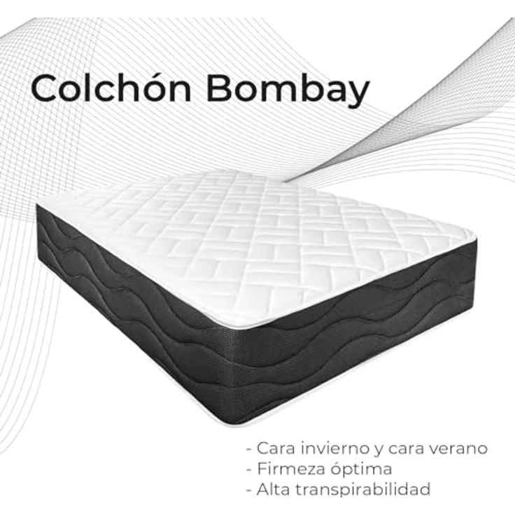 Somnia Descanso - Viskoelastische Matratze Bombay wendbar, ergonomisch, optimaler Komfort und Härte, Dicke 30 cm, milbendicht, antibakteriell und hypoallergen, 150 x 180 cm – Bild 4