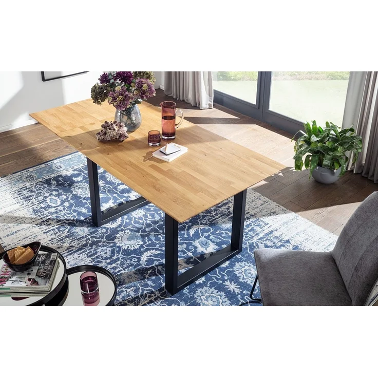 Ausziehtisch 140(190)x90cm "Tirana" Wildeiche & Metall schwarz – Bild 4