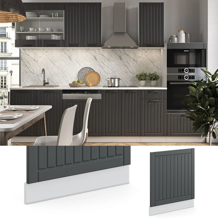 Frontblende Fame-Line Anthrazit Landhaus 60 cm ohne Arbeitsplatte Vicco – Bild 2