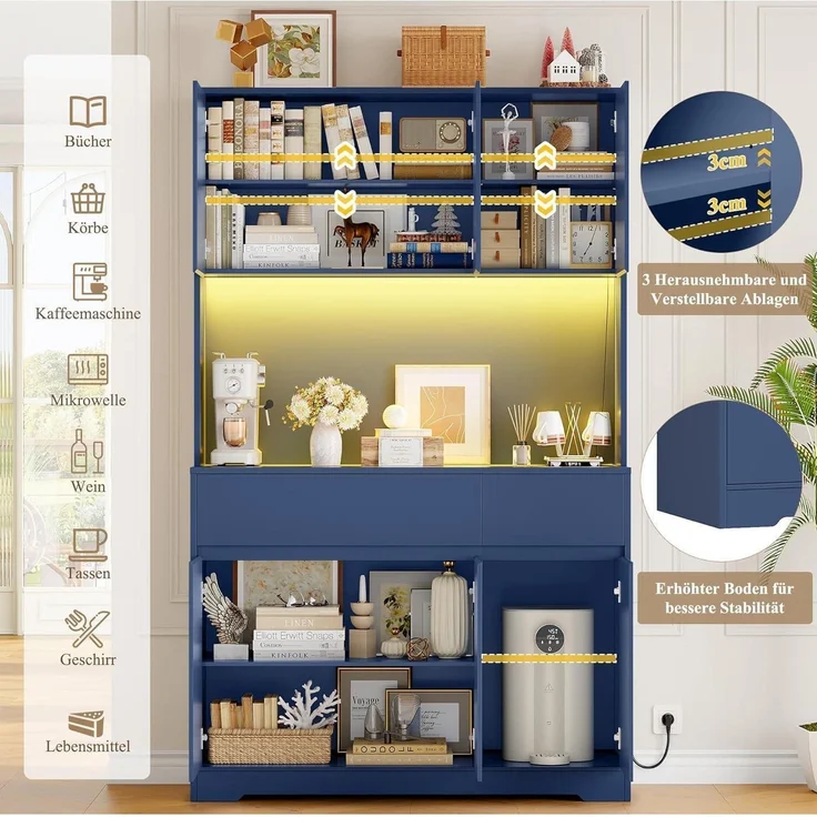 Küchenschrank Buffetschrank Sideboard mit LED und – Bild 5