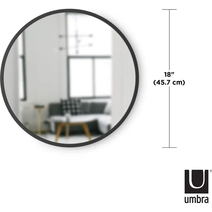 Umbra Hub Wandspiegel, Flurspiegel, Spiegel, Schminkspiegel, Kosmetikspiegel, Schwarz, Oval, 61x46 cm, 1013765-040 – Bild 3