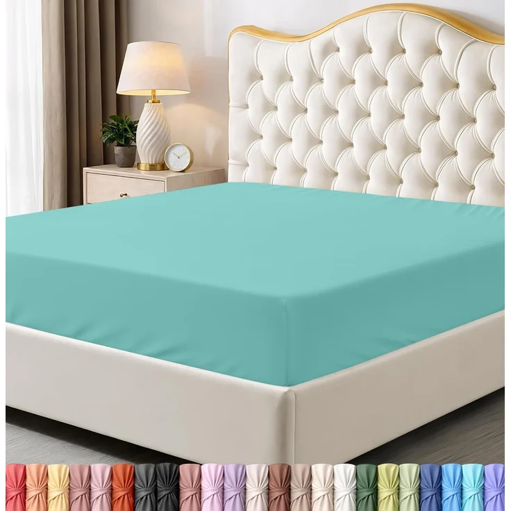 Utopia Bedding Spannbetttuch – Bettlaken – Tiefe Tasche – weiche Mikrofaser – schrumpf- und lichtbeständig – pflegeleicht – nur 1 Spannbetttuch (Spa-Blau)
