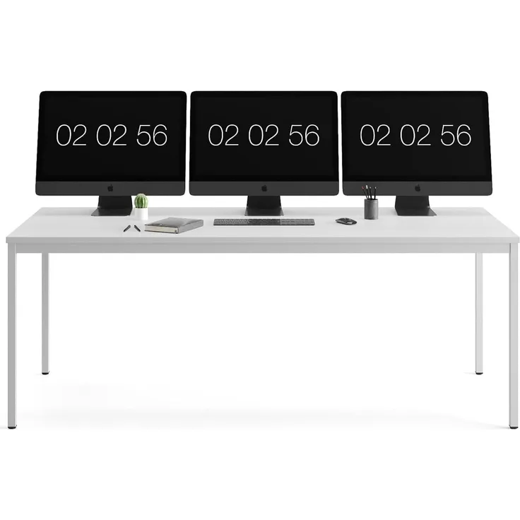 Furni24 Rechteckiger Universaltisch mit laminierter Platte Grau 200 x 100 x 75 cm, Metallgestell und niveauausgleichs Füßen, ideal im Homeoffice als Schreibtisch, Konferenztisch, Computertisch, Esstisch