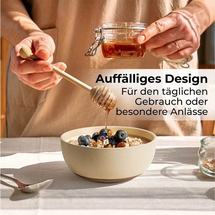 MiaMio Müslischale Aura Cozy Neutral, 820 ml, Keramik, (Set, 4-tlg), 820 ml, Ø 16 cm, 7 cm hoch – Bild 3