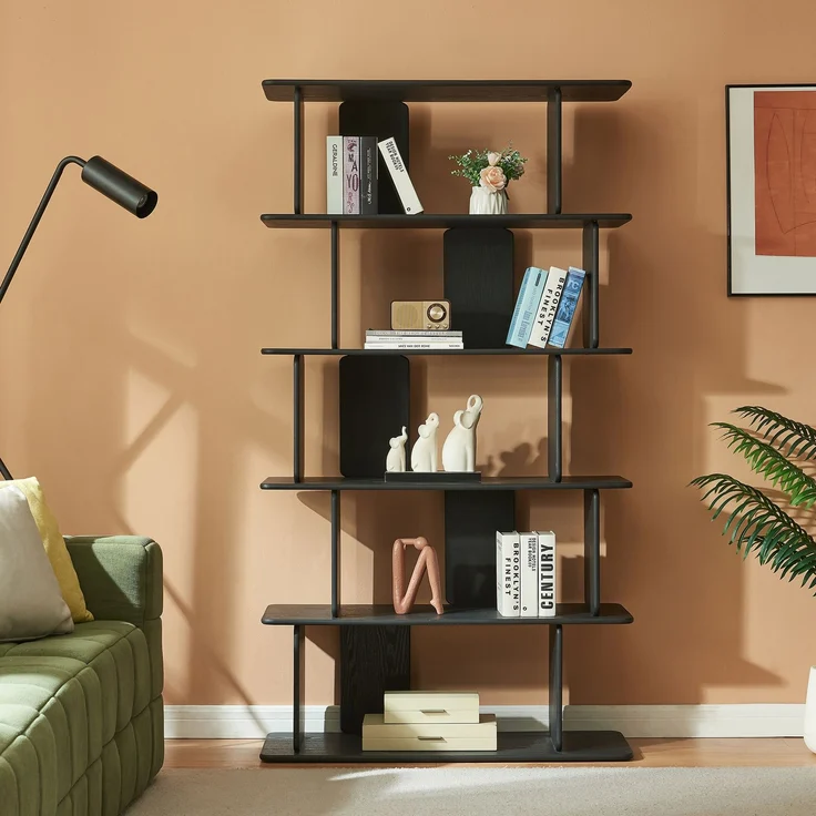 Bücherregal Gäljami 180x100x35 cm Schwarz [en. casa] – Bild 3