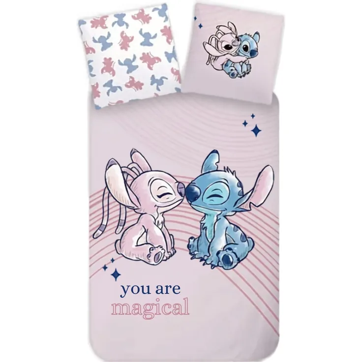 Disney Lilo & Stitch Bettbezug Rosa Baumwolle Kinderbettwäsche Schlafset 140 × 200 cm