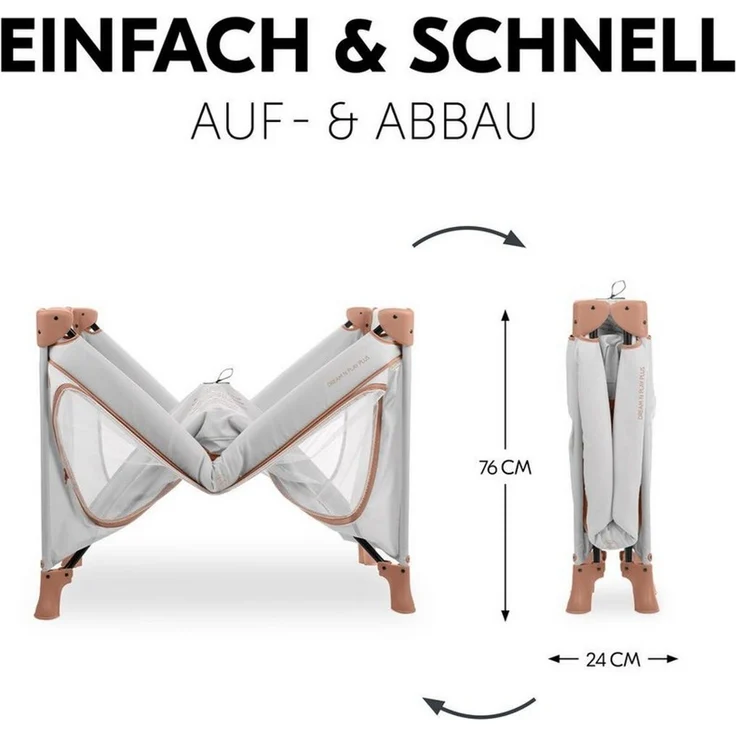 Hauck Baby-Reisebett Dream N Play Plus - Dusty Cork / Plants, Kinderreisebett mit Eingang, Matratze, Moskitonetz & Spielzelt faltbar – Bild 3