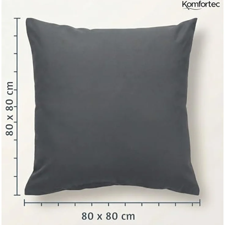 Komfortec Kissenbezug 80x80 cm 2er Set aus Gebürstet Mikrofaser mit Reißverschluss, Atmungskativ und Weich – Anthrazit – Bild 8