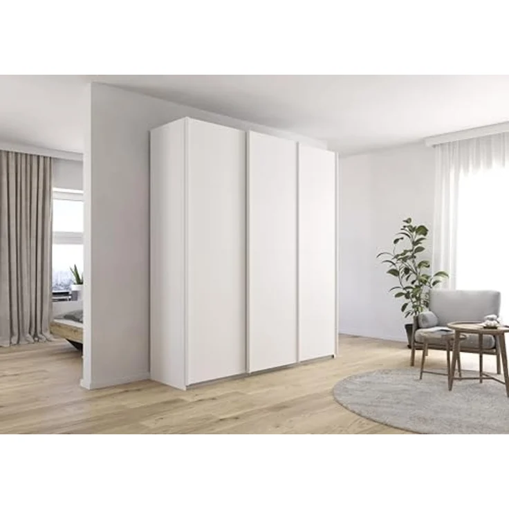Rauch Möbel Kulmbach, Kleiderschrank mit Schwebetüren für Schlafzimmer, Kinderzimmer, Jugendzimmer, Garderobe, Flur, 3-türig, Zubehör Classic, Farbe Weiß, Breite 203 cm – Bild 2