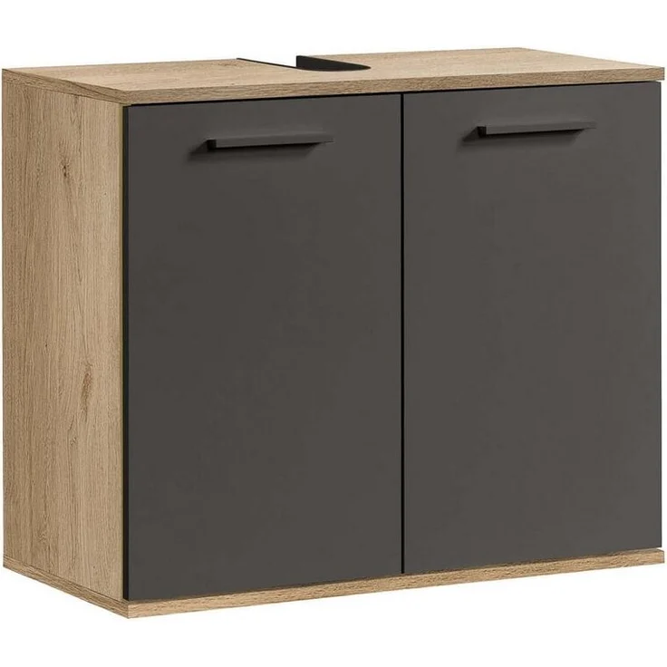 mokebo Waschbeckenunterschrank Der Waschbär (mit Einlegeboden) Waschtischunterschrank oder Badezimmerschrank in Eiche Schwarz – Bild 5