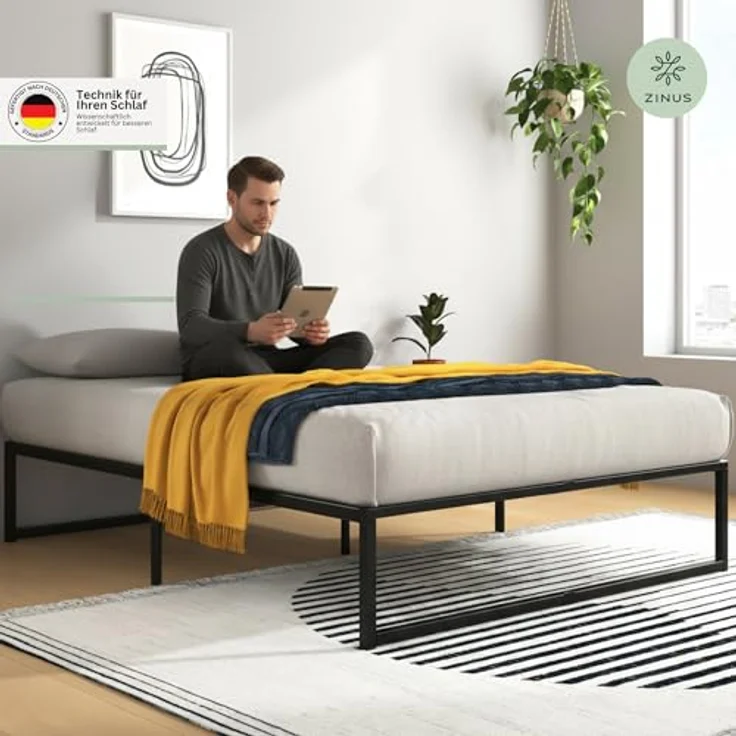 ZINUS Lorelai Plattformbett aus Metall, 36 cm | Stahllattenrost | Für Erwachsene, Kinder, Jugendliche | Stauraum unter dem Bett | Einfache Montage | 90x200 cm | Schwarz – Bild 4
