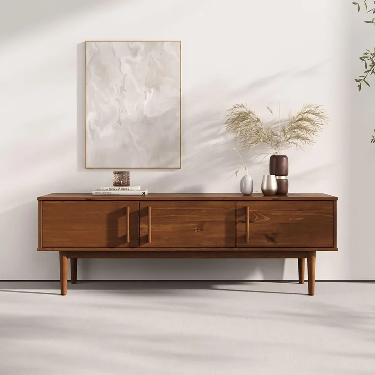 IDIMEX Lowboard TECCA, Sideboard mit 3 Türen aus Massivholz Kiefer Kastanie farben