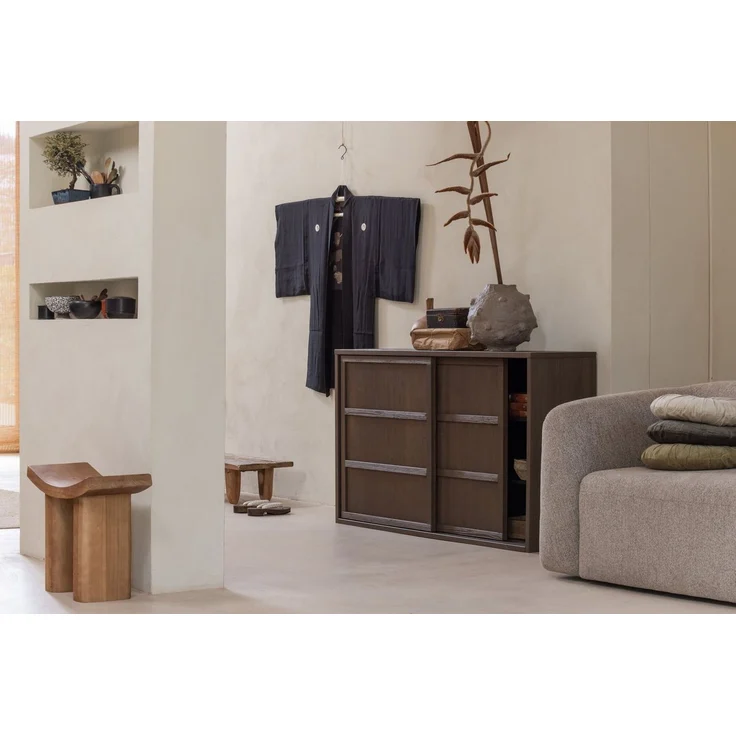 WOOOD Hocker Japan aus Paulowniaholz mit matter Schutzschicht B 50 x T 25 x H 45 cm, Tragkraft 110 kg,Pflegeleicht,sichtbare Maserung, einfach zu montieren – Bild 2
