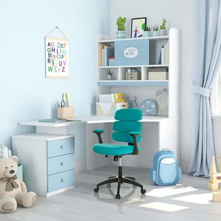 hjh OFFICE Kinderdrehstuhl Kid ERGOLINO B Drehstuhl mit ergonomischer Rückenlehne, Blau, 736433 – Bild 3