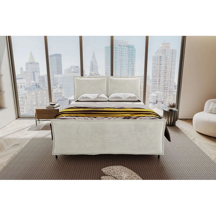 99rooms Vero Plus Boxspringbett 140x200 cm Cordstoff POSO Greige – Bild 1