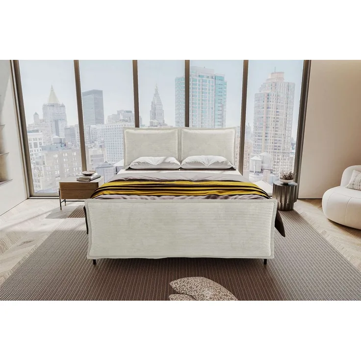 99rooms Vero Plus Boxspringbett 140x200 cm Cordstoff POSO Greige