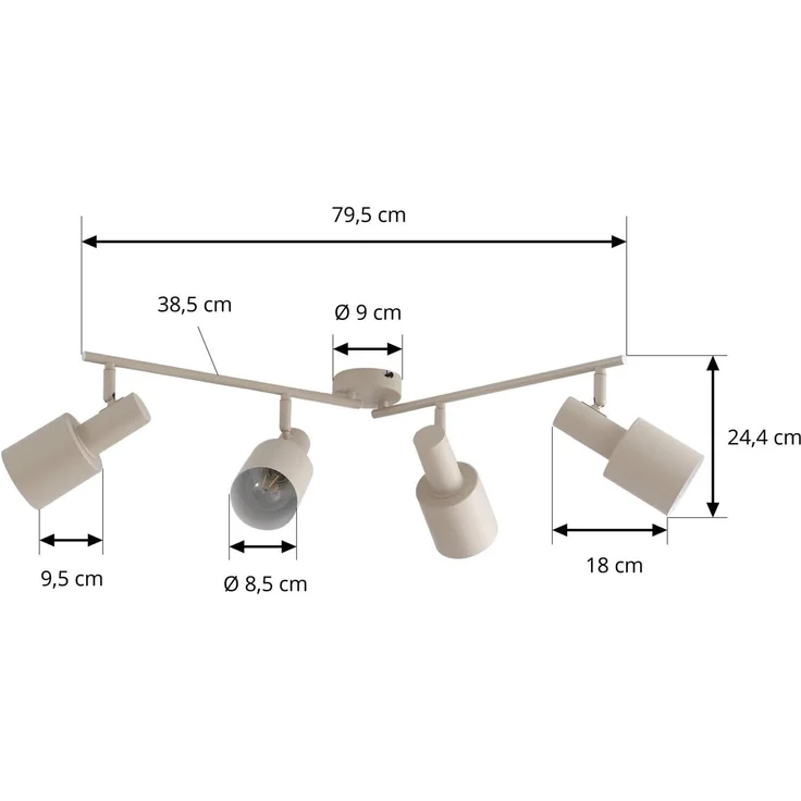Lindby Deckenstrahler Ovelia, Metall, Creme IP20, 4 x 15 W LED – Bild 4