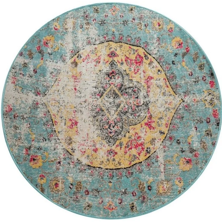 Paco Home Teppich Artigo 401, rund, Höhe: 4 mm, Kurzflor, Orient-Optik, Vintage Design, In- und Outdoor geeignet – Bild 4