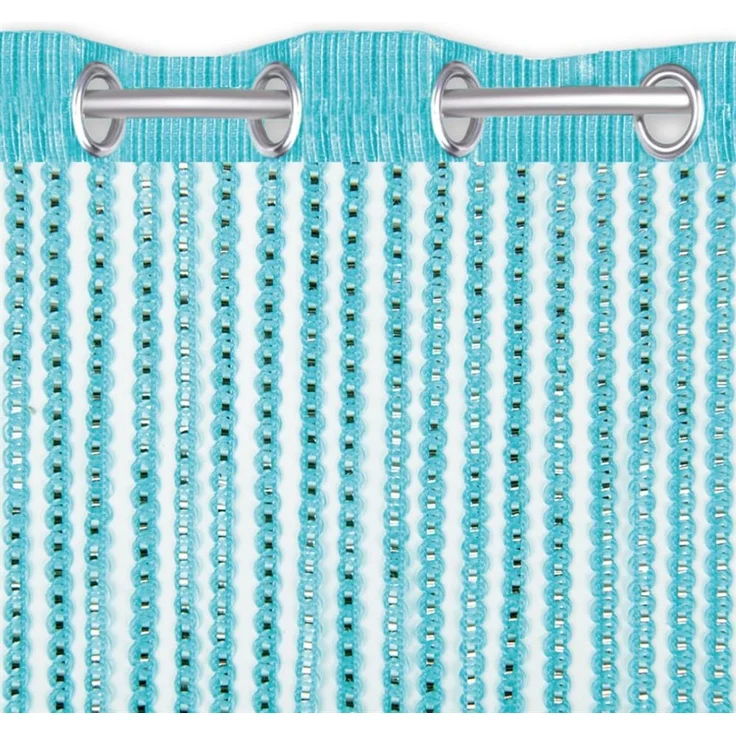 Arsvita Fadenvorhang Metallik-Optik mit Ösen, Türvorhang 140x250cm (Türkis) – Bild 4
