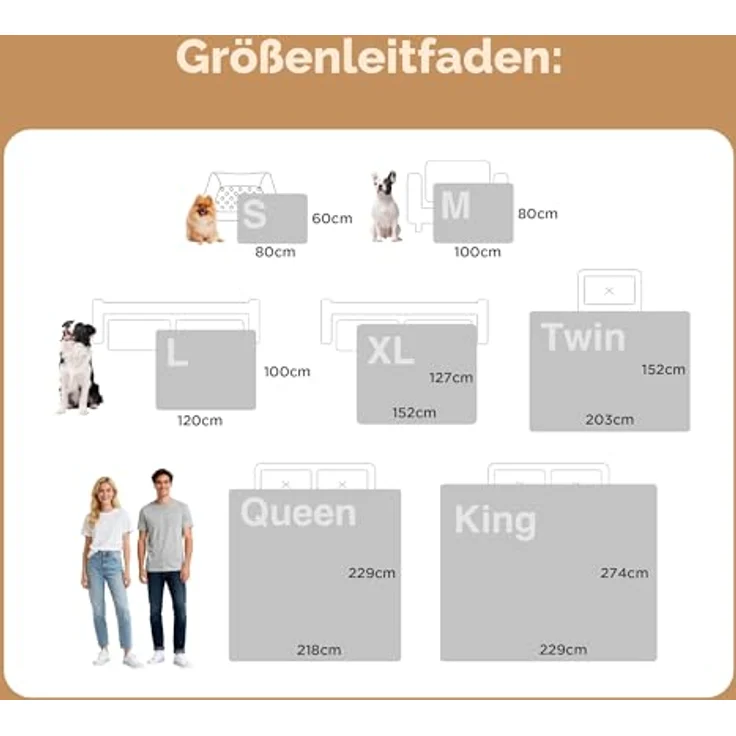 Lesure wasserdichte Hundedecke Grosse Hunde - 152x127 cm Outdoor Hundedecke waschbar, Hundedecke Sofaschutz aus Sherpa Fleece, Katzendecke flauschig und weich, cremefarben – Bild 6