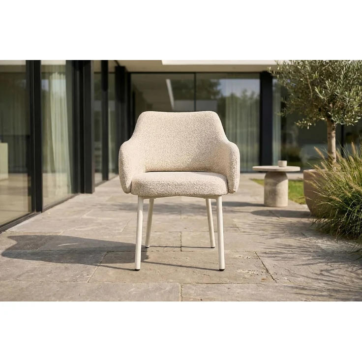 KAWOLA Gartenstuhl AMUR Outdoor Stoff cremefarben 80 x 62 x 62 cm – Bild 2