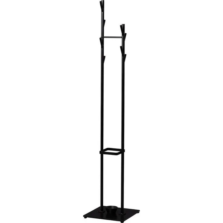 M2 Kollektion Garderobenständer VIKTOR, Schwarz, Metall, 1 Kleiderstange, 8 Haken, mit Schirmhalter, B 35 x H 170 x T 35 cm