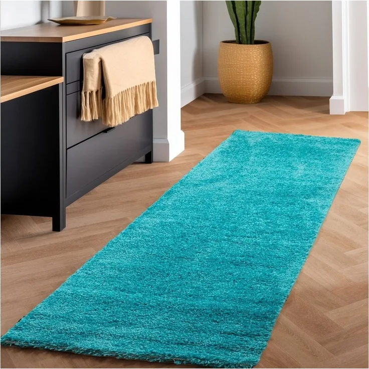 SIMPEX24 Teppich Unicolor - Einfarbig, Rund, Höhe: 30 mm, Einfarbig Shaggy Teppich Wohnzimmer Langflor Versch. Farben und Größen