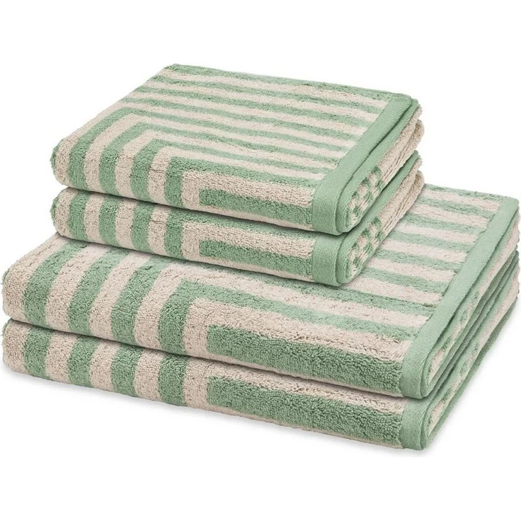 ROSS Handtuch Set Grafik, Frottee (Spar-Set, 4-St), 2 X Handtuch 2 X Duschtuch im Set - Baumwolle - Saugstark – Bild 1