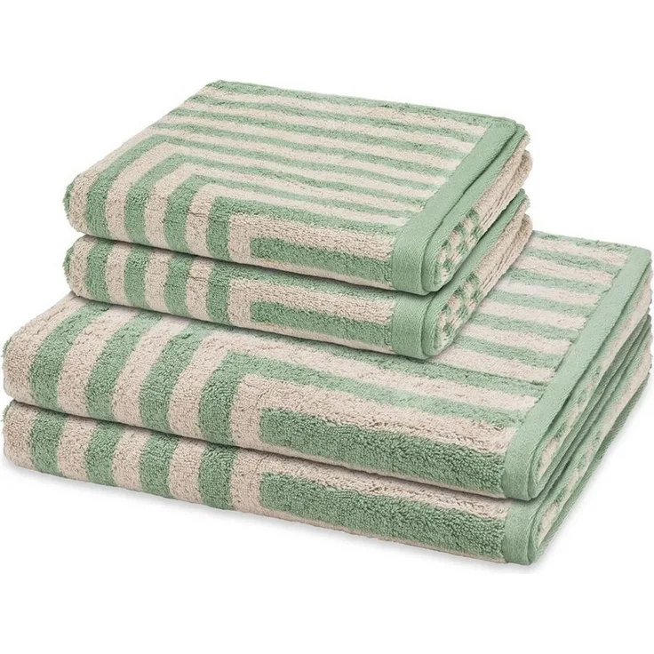 ROSS Handtuch Set Grafik, Frottee (Spar-Set, 4-St), 2 X Handtuch 2 X Duschtuch im Set - Baumwolle - Saugstark