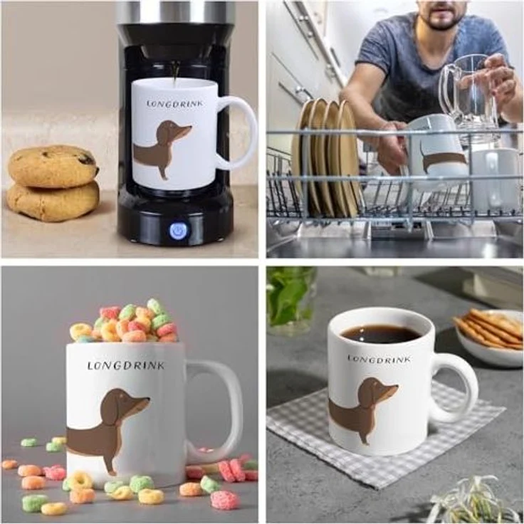 speecheese Tasse Dackel Kaffeebecher mit Spruch Longdrink – Bild 5