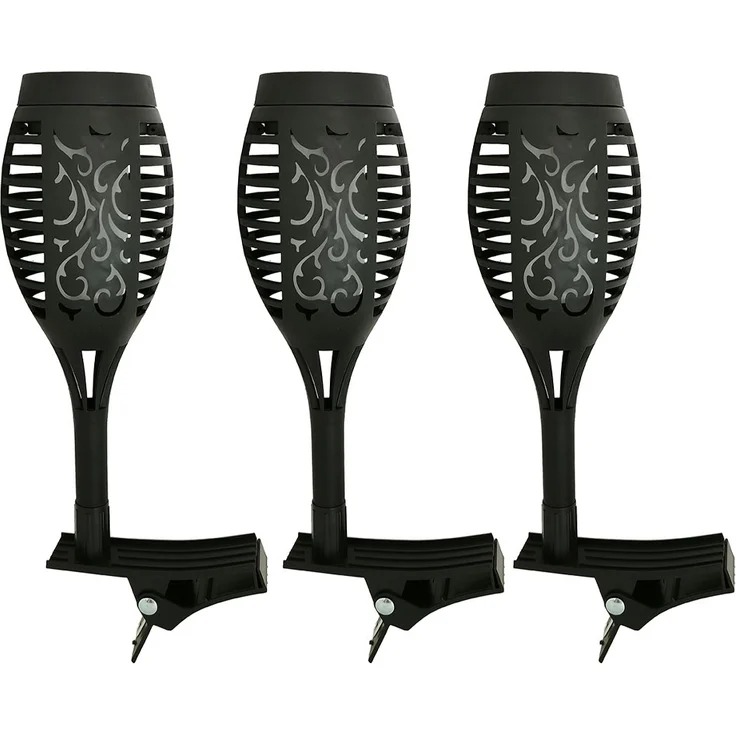 3er Set Solarfackeln, Feuereffekt, Klemme, H 26 cm – Bild 1