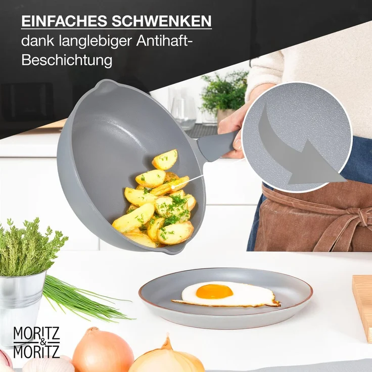 Moritz & Moritz Multipfanne mit Deckel, Aluminium Grau, Ø 26 cm – Bild 4